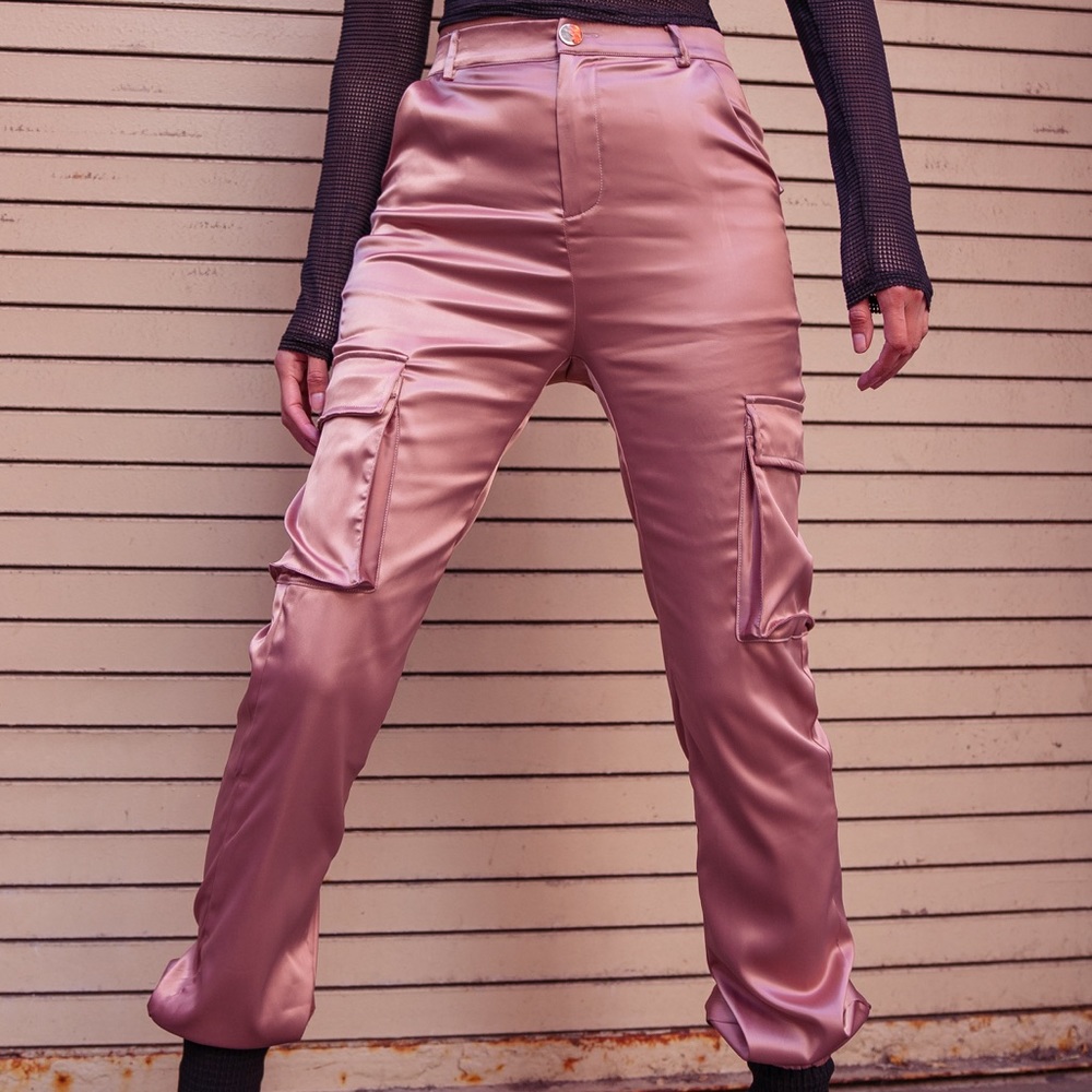 Akira satin pink cargo pants